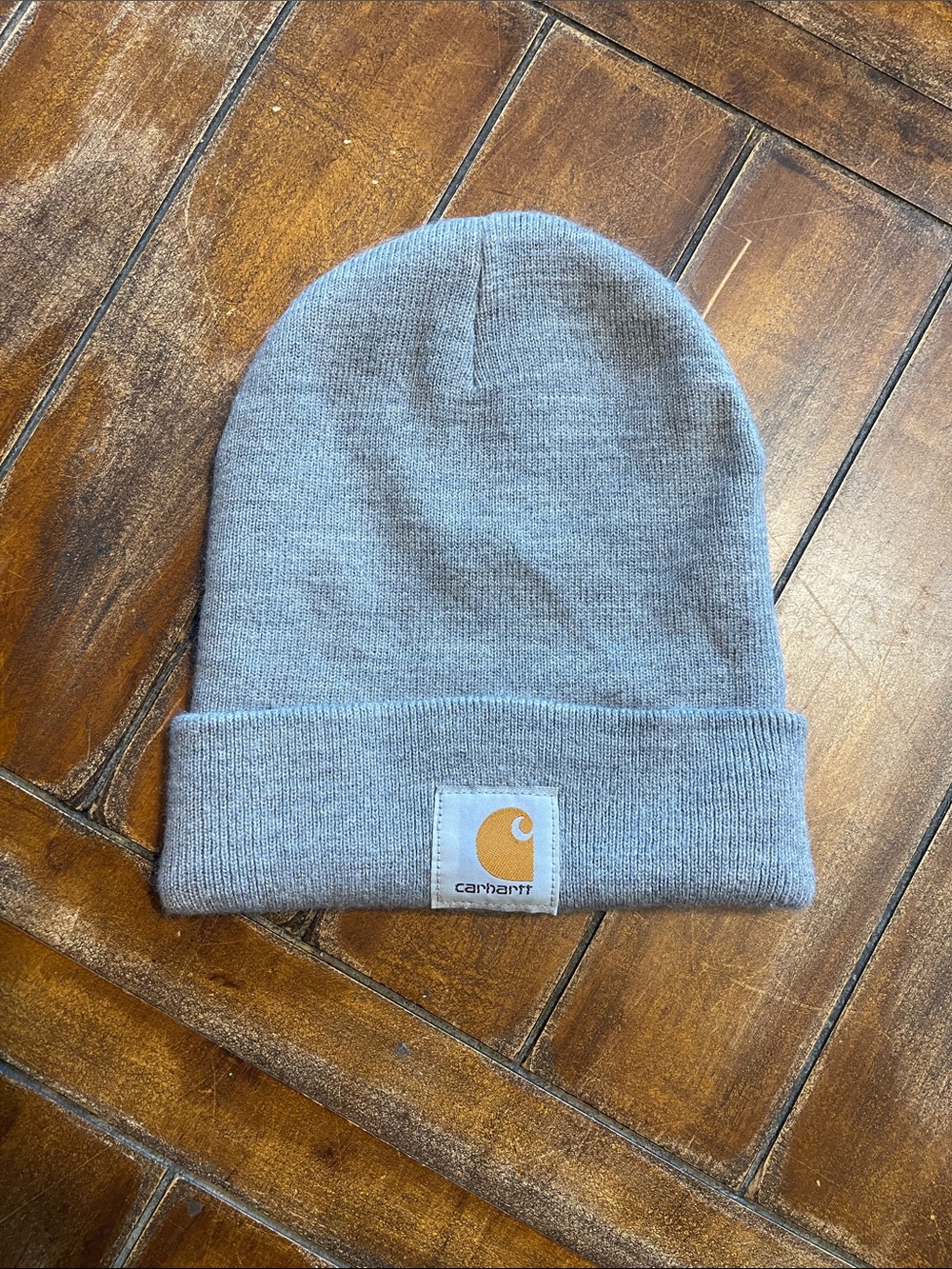 Carhartt Kids Gray Beanie with Gold Logo Patch